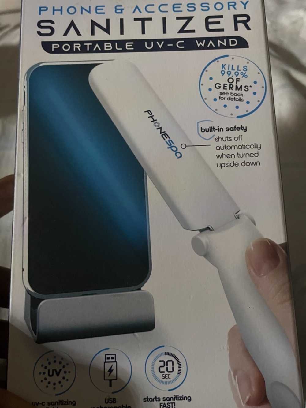 Portable UV-C Wand Sanitizer – White